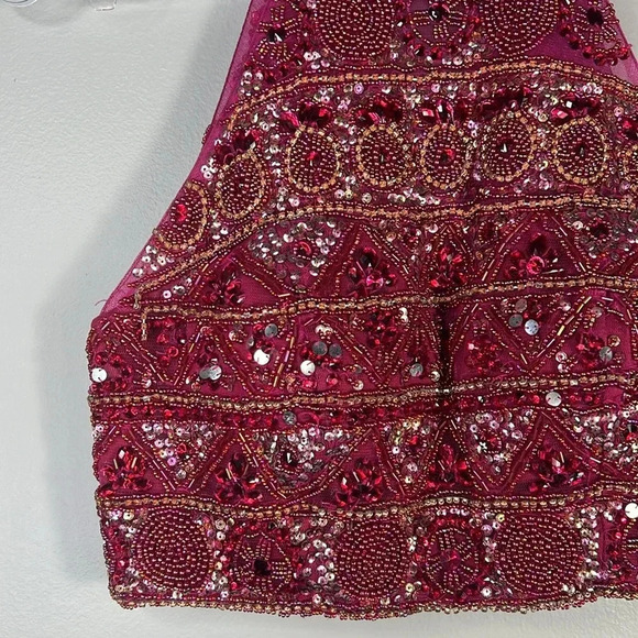 Sherri Hill Two-Piece Ruby Beaded Bodice & Organza Skirt - Size 0 - EUC - Picture 4 of 16